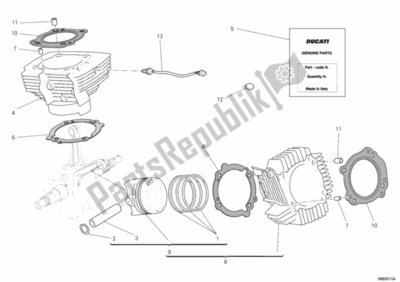 All parts for the Cylinder - Piston of the Ducati Hypermotard 1100 EVO USA 2011